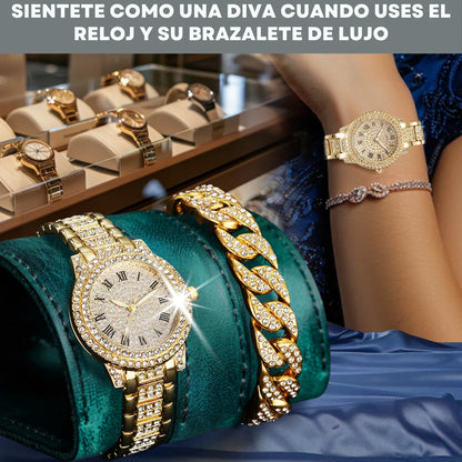 Luxora Reloj de lujo + Brazalete de Diamantes