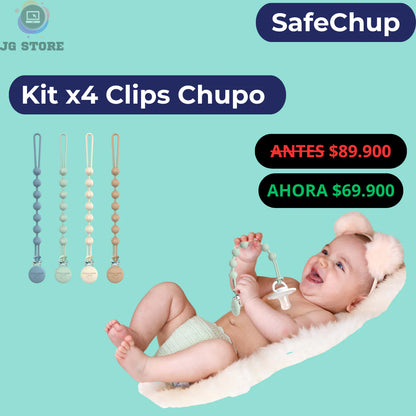 SafeChup™ Kit x4 Clips Para Chupo de Bebé